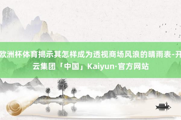 欧洲杯体育揭示其怎样成为透视商场风浪的晴雨表-开云集团「中国」Kaiyun·官方网站