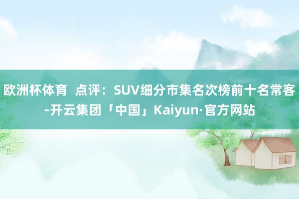 欧洲杯体育  点评：SUV细分市集名次榜前十名常客-开云集团「中国」Kaiyun·官方网站